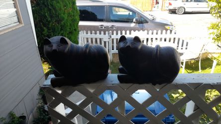 Beautiful Solid wood carved cats with hidded compartment sold as a pair only both for $100