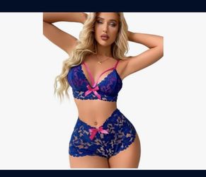Lilosy Sexy Strappy High Waist Floral Lace Pajamas Lingerie Set
