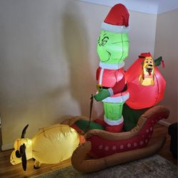 The Grinch And Max On Sleigh Outdoor Christmas Inflatable 