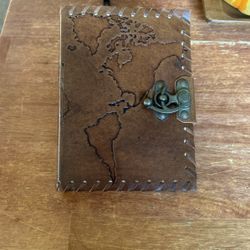 Unique Embossed World Map Leather Diary.  