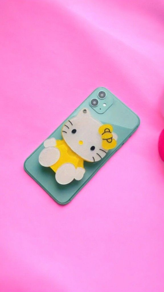 Hello Kitty Yellow Poppit Holder Turns Makeup Mirror