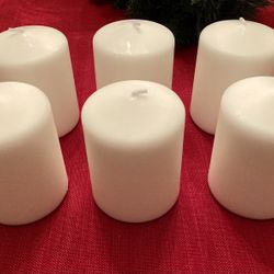 Stonebriar Set of 6 White Pressed Pillar Candles