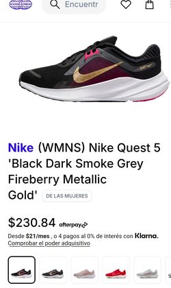 Nike (WMNS) Nike Quest 5 'Black Dark Smoke Grey Fireberry Metallic Gold