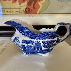 Antique English Allerton’s Ltd. Blue Willow Gravy Boat