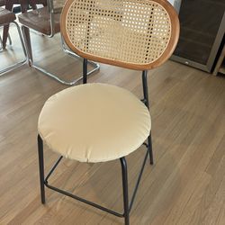Two Mid Century Cane Counter Stools