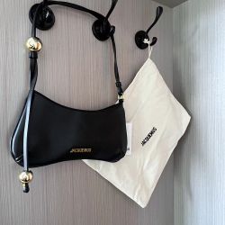 Jacquemus Black Leather Shoulder Bag Le Bisou Perle Bag