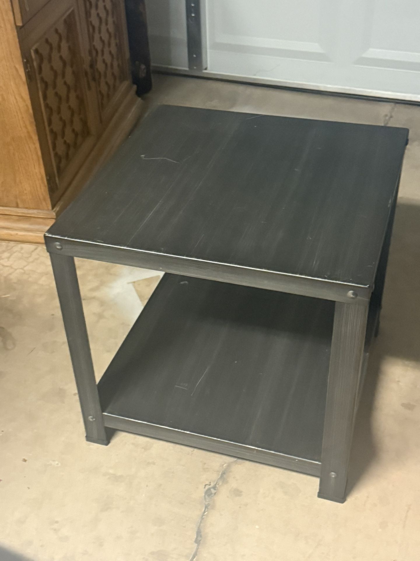 End Table Dark Gray Metal Outdoor/Indoor