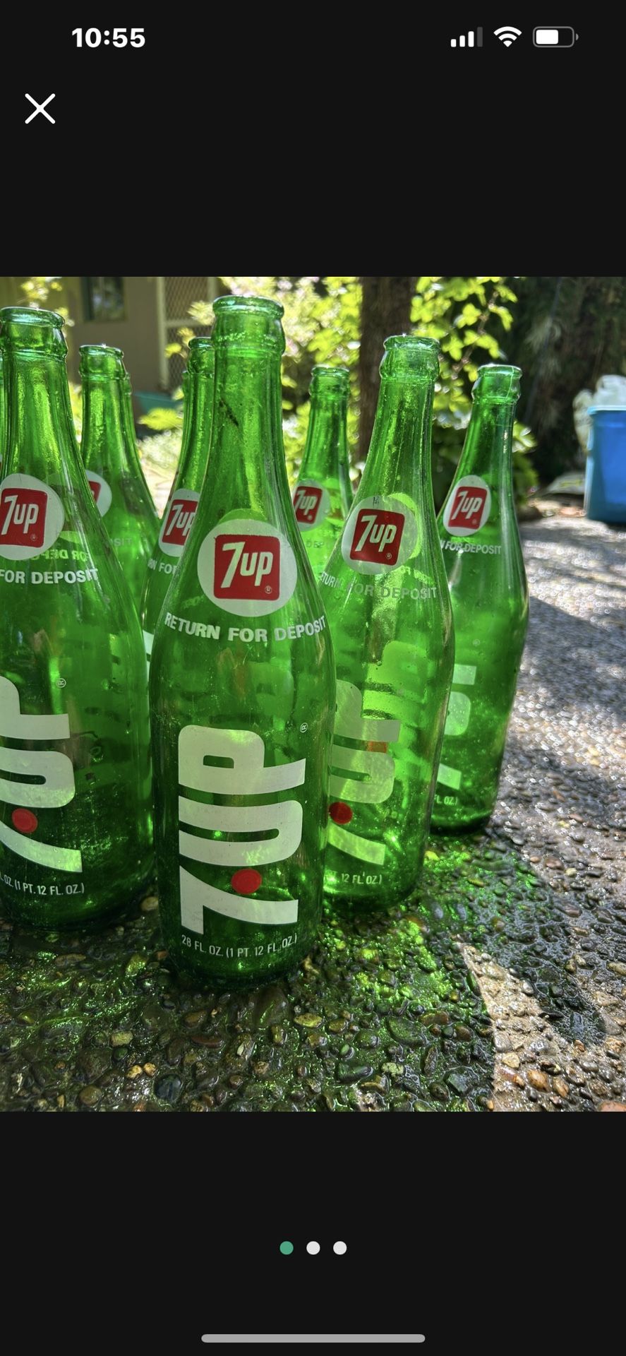 12 Antique 1 Pint 7up Bottles