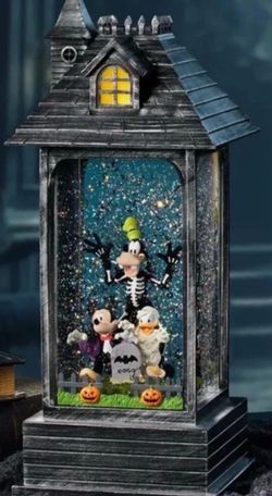 Disney Halloween Swirling Glitter Lantern featuring Mickey Mouse, Goofy, and Donald Duck