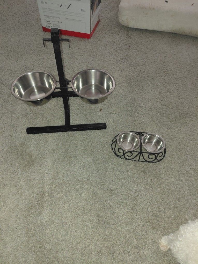 Large Dog Bowls With Adjustable Stand & Small Dog Bowls