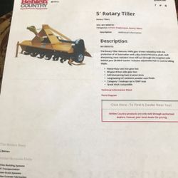Behlen 5ft Rotary tiller 3pt