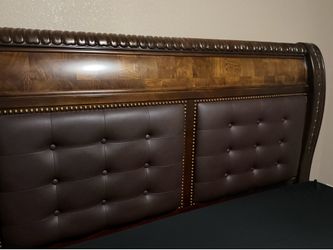 KING SIZE Hardwood Leather Sleigh Bedroom Set $900OBO