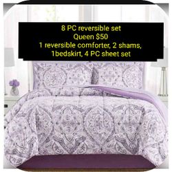 8 PC Comforter Set. Includes Sheets. $40