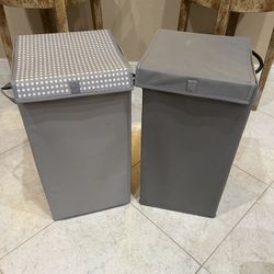 2 Heavy Duty Grey/gray Foldable Hampers (Print & Solid Tops) 