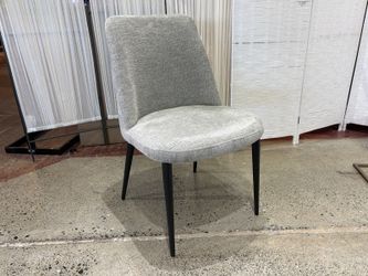 Contemporary Upholstered Metal Leg Dining Chair – Neutral Grey