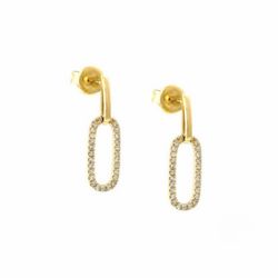 Pave-Set Diamond Paper Clip Earrings