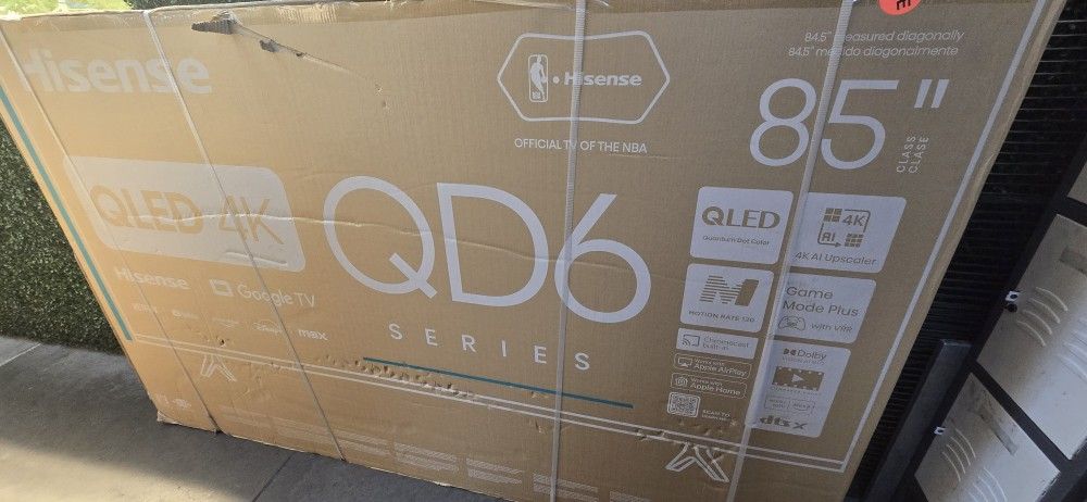 Hisense 85-Inch Class QD6 Series QLED Google Smart TV QLED, Dolby Vision, Dolby Atmos, Motion Rate 120, HDR 10+, Game Mode
