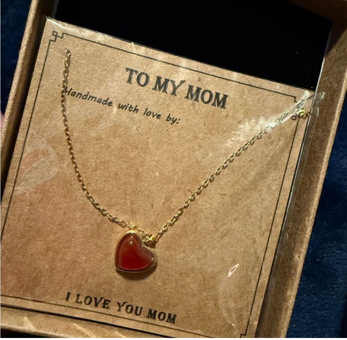 Red Heart Carnelian Necklace With Gold Chain