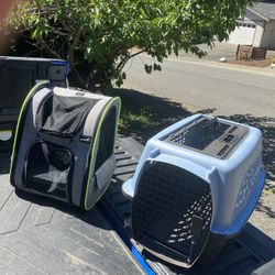 Small Dog Cat Rabbit Bunny Kennel Crate Carrier and Soft Backpack Carrier Like New 24" L by 14” W by 14” H $25 Each