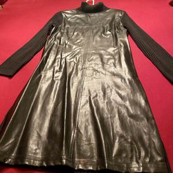 Faux Leather, Turtle Neck Dress