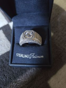 Platinum Plated ring Sterling Silver and Cubic Zirconia Diamonds