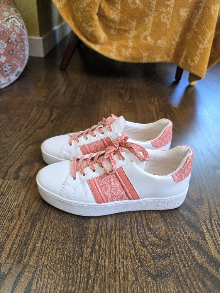 Michael Kors Poppy Stripe Lace Up Nappa Faux Leather Size 8.5M