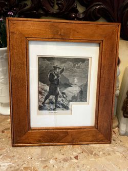 Antique print in wood frame
