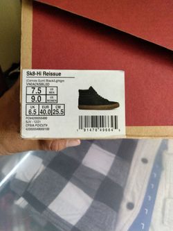 Vans Sk8-Hi Reissue Black Gum Size 7.5
