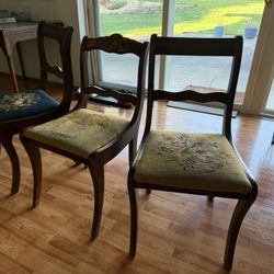 $75 OBO- 3 Vintage Solid Wood Needlepoint Chairs
