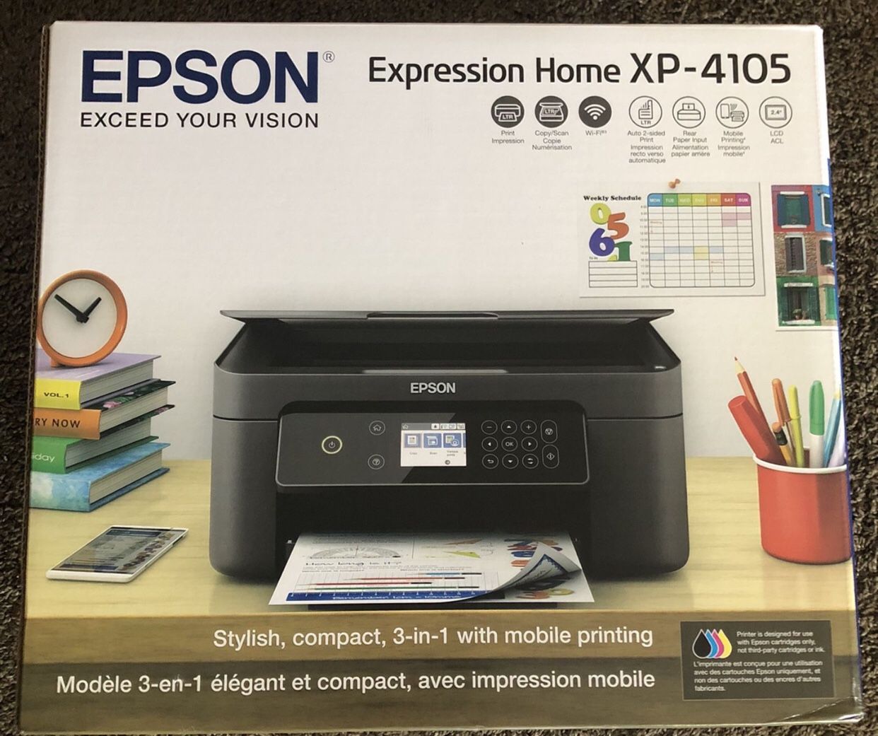 Epson Expression Home XP-4105; Wireless All-in-One Color Inkjet Printer New