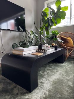 Crescent 46" Square Black Resin Coffee Table