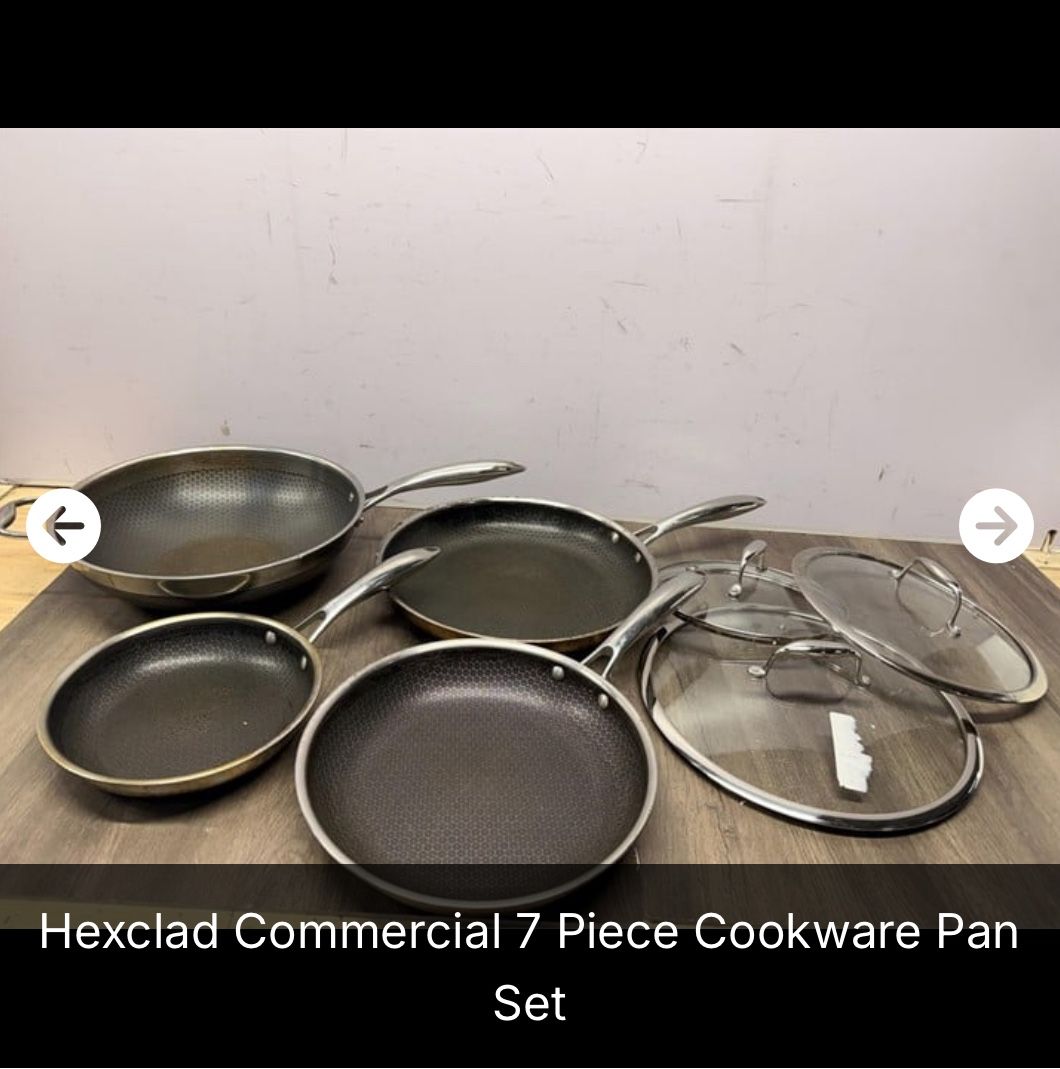 Hexclad Commercial 7 Piece Cookware Pan Set Retail Price: $487.00 Type: Store Return