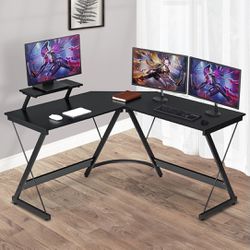 L Shaped Glass Gaming Desk