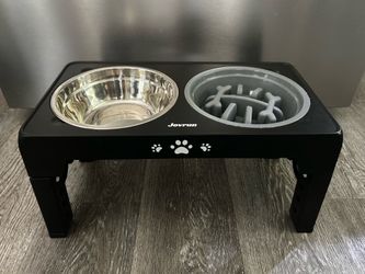 Jovrun Elevated Dog Bowls for Medium Large Size Dogs, Non-Slip Dog Feeder with Stainless Steel Dishes, 5 Heights Adjustable Raised Bowls to 3.15″-8.66