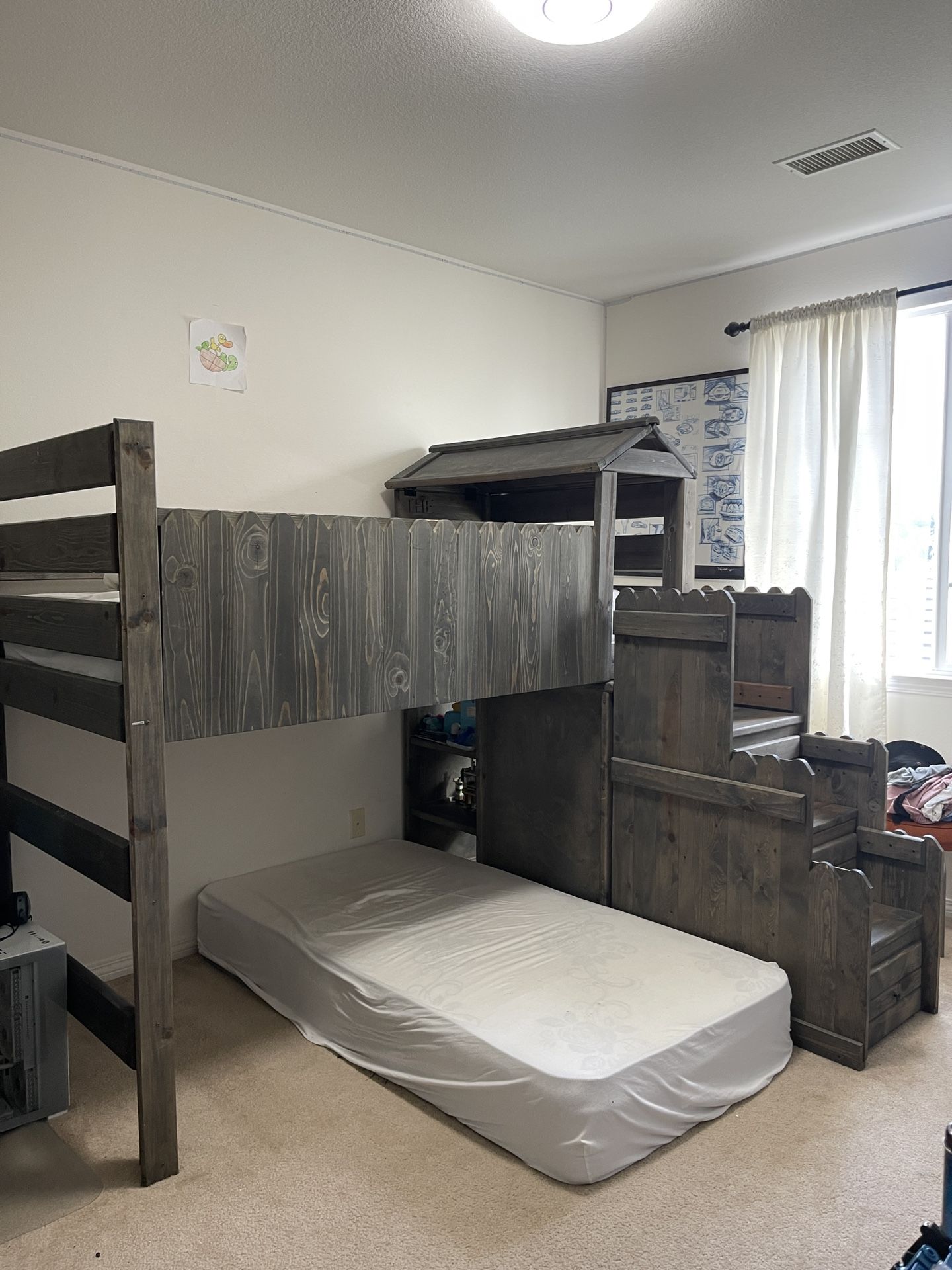 Bunk Loft Fort Bed w/ stairs and drawers