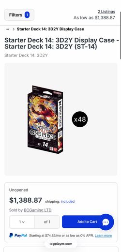 One piece ST-14 starter deck case