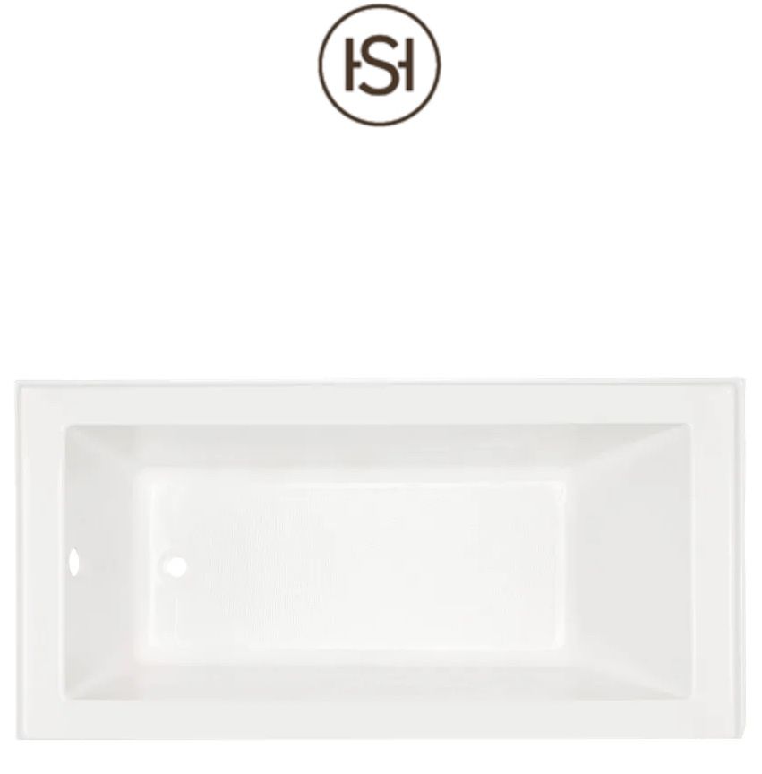 Signature Hardware Sitka Three Wall Alcove Acrylic Soaking Tub with Left Drain Less Drain
