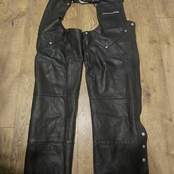 Genuine Leather Motorcycle Chaps (Made In The USA - Medium)