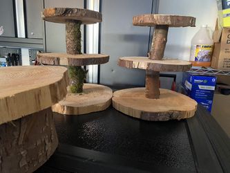 Natural Rustic 3 Piece Cake And Cupcake Stand Wedding Birthday 