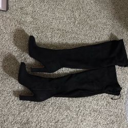 Vince Camuto Over-the-Knee Black Stretch Microsuede Boots