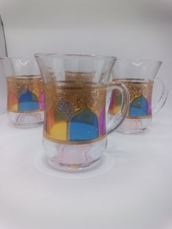 Vintage Turkish Tea Glasses, Set Of 4