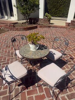 Wrought Iron Patio Table and 4 Chairs Set