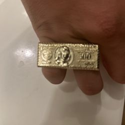 Size 9 Gold Plated Over Silver 2 Finger Ring 