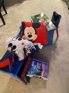 Mickey Mouse Table/Chair Desk/Toy Organizer/New Bedding And pillow 