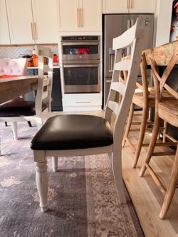 Set of 4 White Ladderback Dining Chairs – Distressed Farmhouse Style | $275