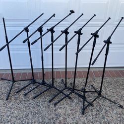 Eight Professional Microphone Stands In Great Condition 