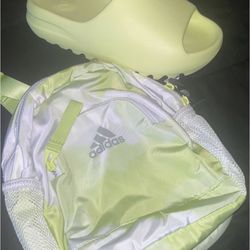 Lime Green Yeezy Slides Size 7 & Purse 