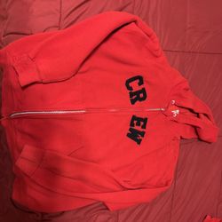 Red “CREW” Zip-Up Hoodie 