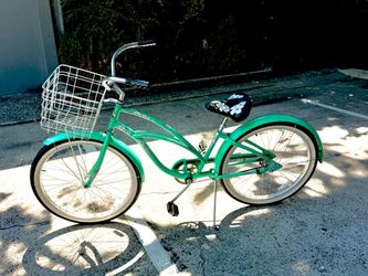 Teal Beach Cruiser Bike with Basket