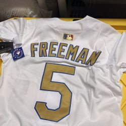 White Gold Championship Freddy Freeman Los Angeles Dodgers Jersey 2024